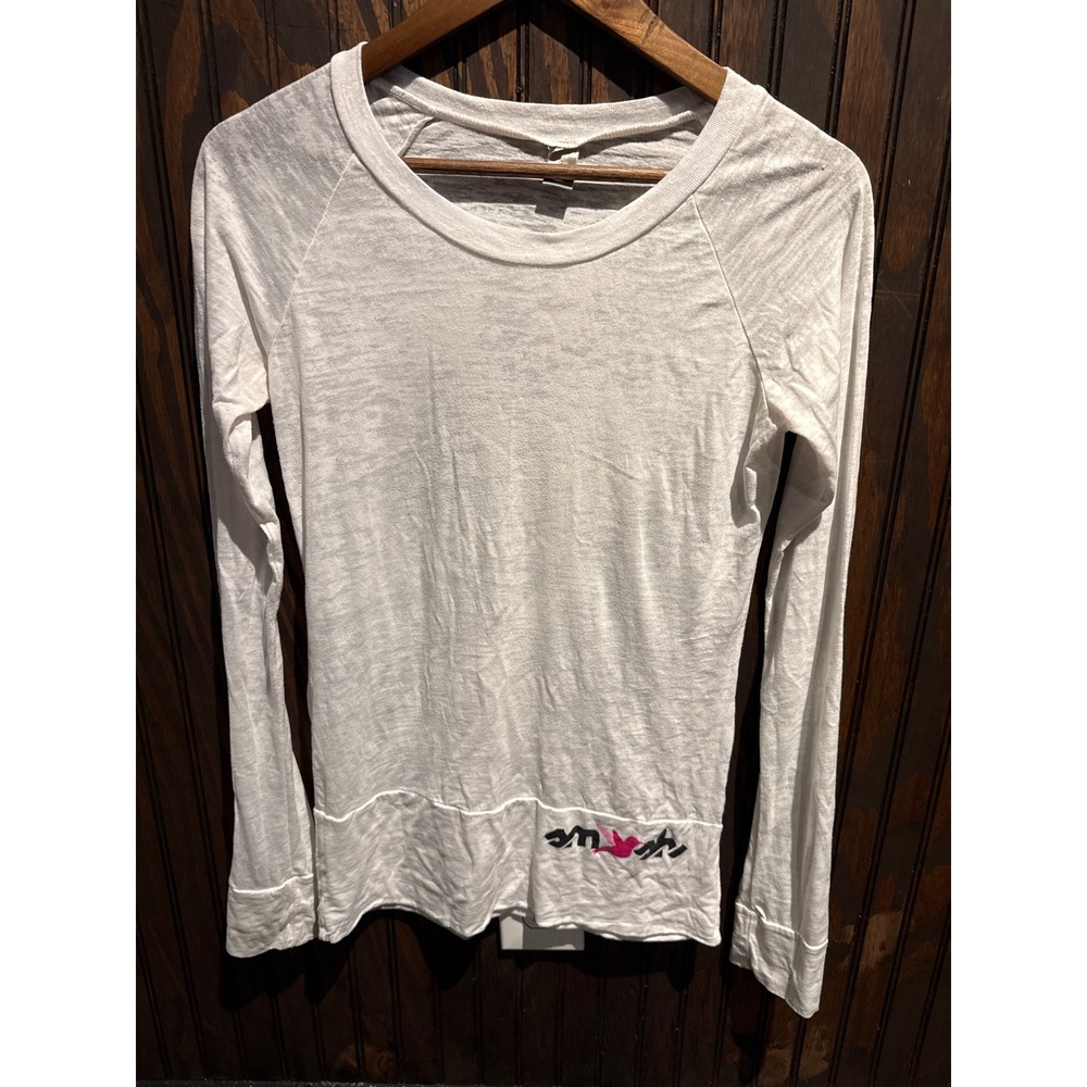 Alternative Apparel Womens White Slub Knit Raglan Long Sleeve Scoop Neck Top M